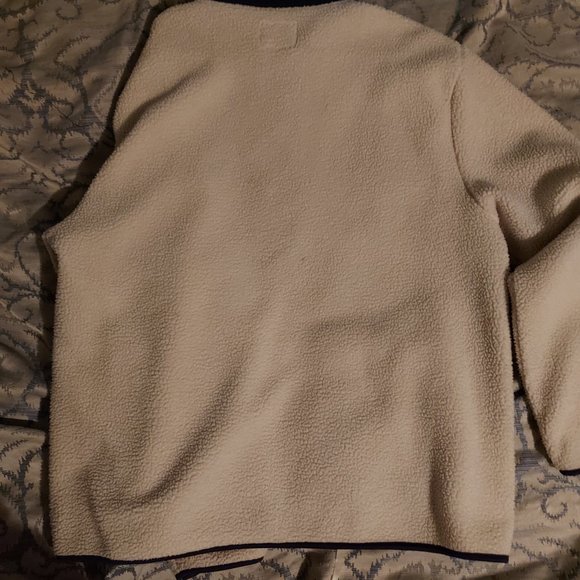 Old Navy - White & Blue Fleece 1/4 Zip Sweater [XXL] 2 pockets - Picture 3 of 3